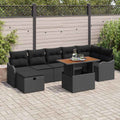 Gartensofa-set mit Kissen 8 pcs Schwarz Poly-Rattan