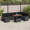 Gartensofa-set mit Kissen 9 pcs Schwarz Poly-Rattan