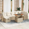 Gartensofa-set mit Kissen mit Speicher 8 pcs Beige Poly-Rattan