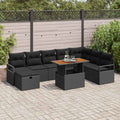 Gartensofa-set mit Kissen 9 pcs Schwarz Poly-Rattan