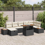 Gartensofa-set mit Kissen 8 pcs Schwarz Poly-Rattan