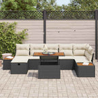 Gartensofa-set mit Kissen 8 pcs Schwarz Poly-Rattan