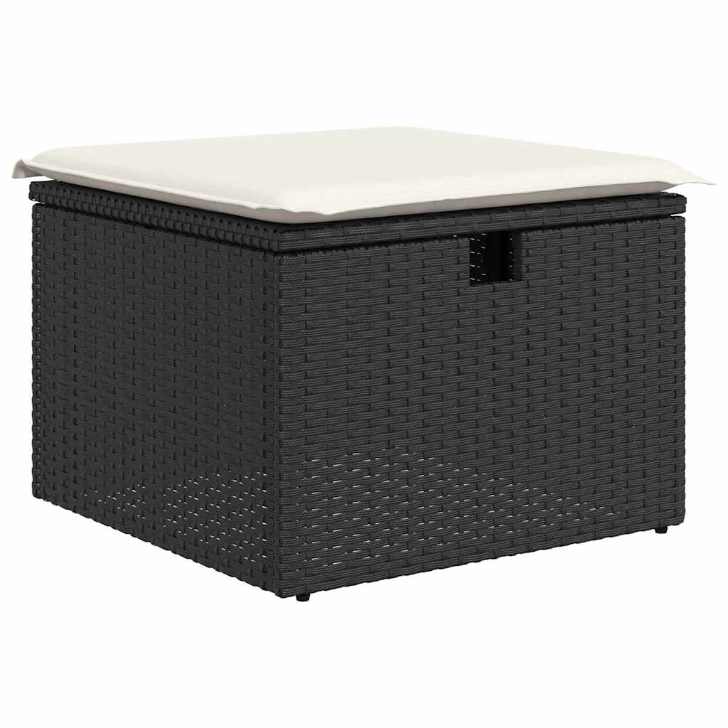 Gartensofa-set mit Kissen 9 pcs Schwarz Poly-Rattan