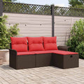 Gartensofa-set mit Kissen mit Speicher 4 pcs Poly Rattan