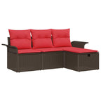 Gartensofa-set mit Kissen mit Speicher 4 pcs Poly Rattan