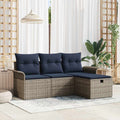 Gartensofa-set mit Kissen mit Speicher 4 pcs Poly Rattan