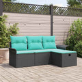 Gartensofa-set mit Kissen mit Speicher 4 pcs Poly Rattan