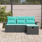 Gartensofa-set mit Kissen mit Speicher 4 pcs Poly Rattan