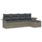 Garten-Sofa-Set mit Kissen mit Speicher 5 pcs Grau Poly Rattan
