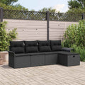Garten-Sofa-Set mit Kissen 5 pcs Schwarz Poly Rattan