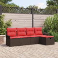 Gartensofa-set mit Kissen mit Speicher 5 pcs Poly Rattan
