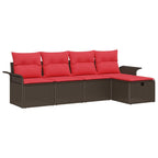 Gartensofa-set mit Kissen mit Speicher 5 pcs Poly Rattan