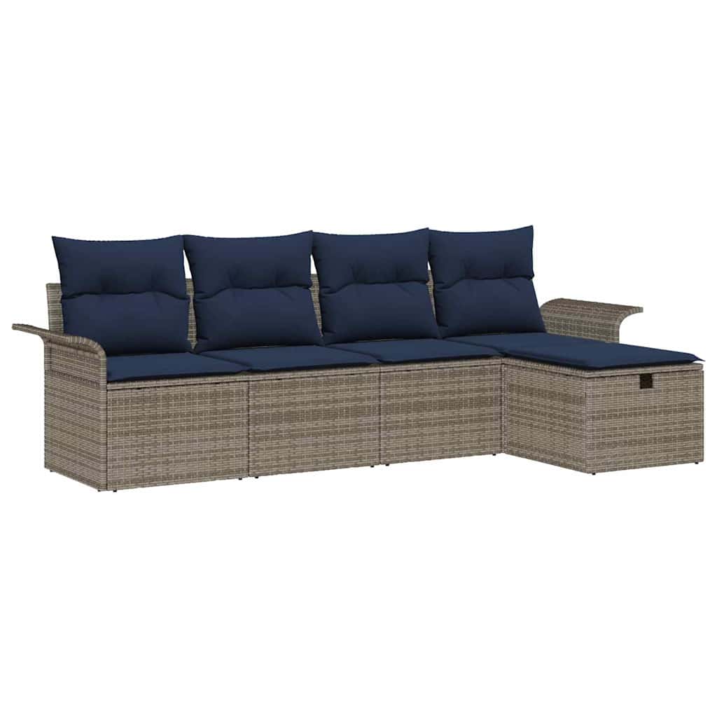 Gartensofa-set mit Kissen mit Speicher 5 pcs Poly Rattan