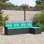 Gartensofa-set mit Kissen mit Speicher 5 pcs Poly Rattan