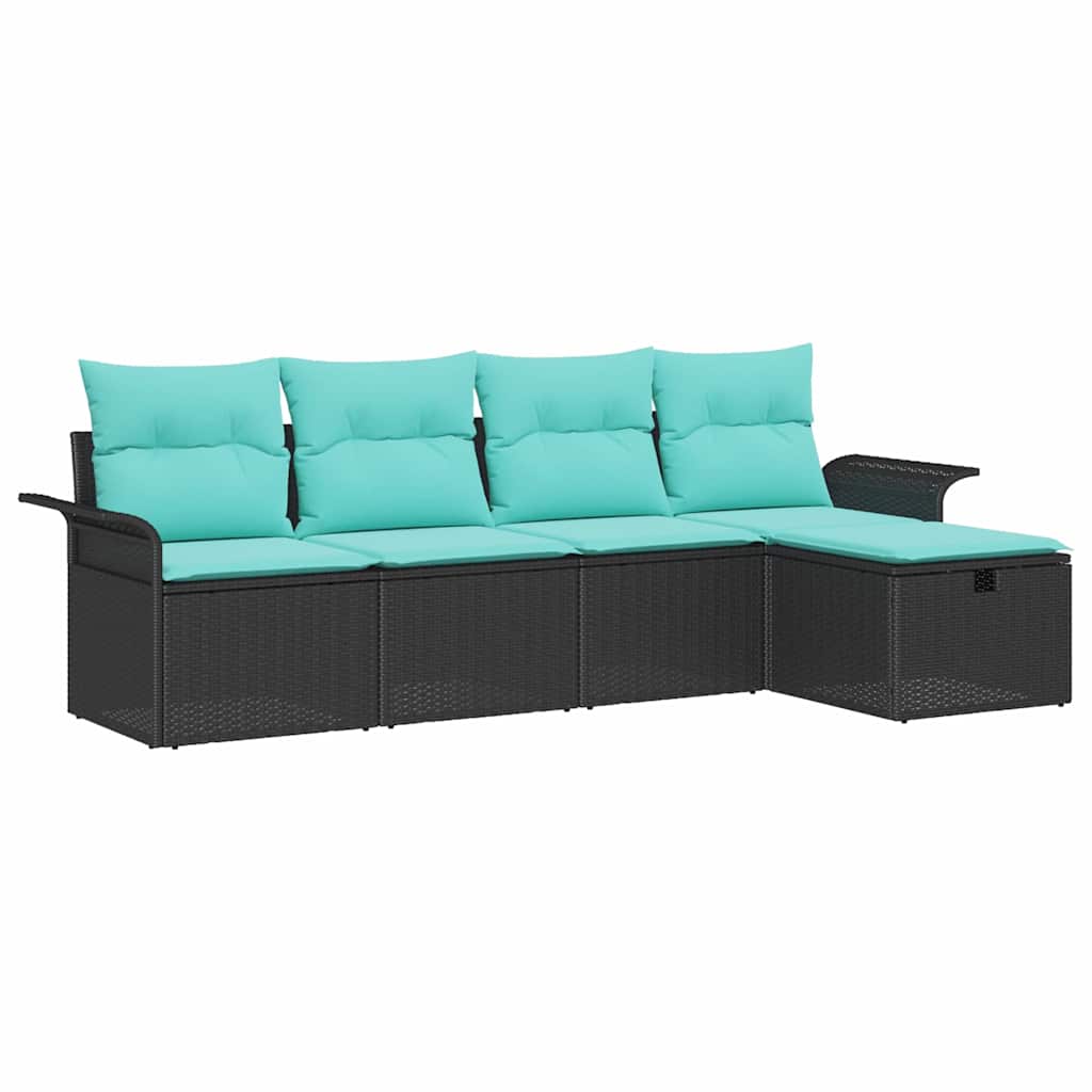 Gartensofa-set mit Kissen mit Speicher 5 pcs Poly Rattan