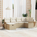Gartensofa-set mit Kissen mit Speicher 6 pcs Poly Rattan