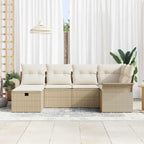 Gartensofa-set mit Kissen mit Speicher 6 pcs Poly Rattan