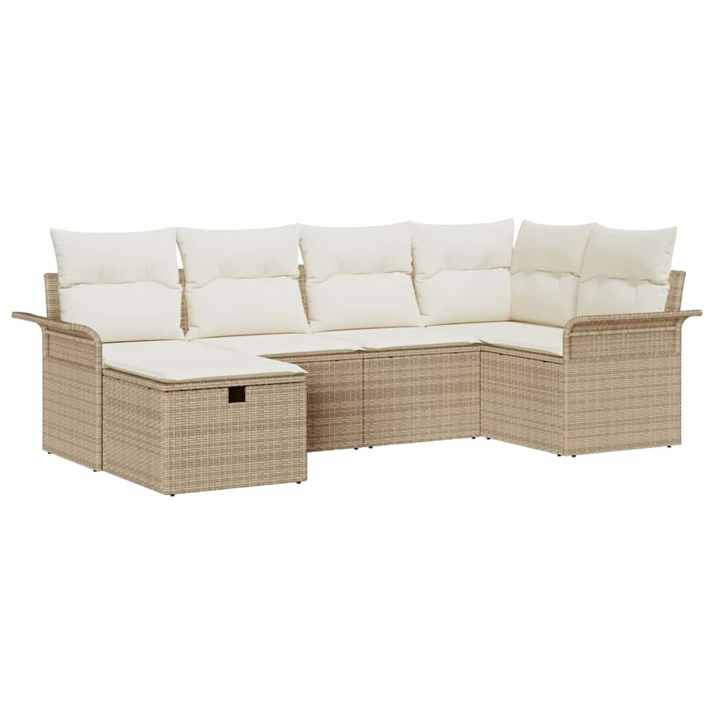 Gartensofa-set mit Kissen mit Speicher 6 pcs Poly Rattan