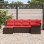 Gartensofa-set mit Kissen mit Speicher 6 pcs Poly Rattan