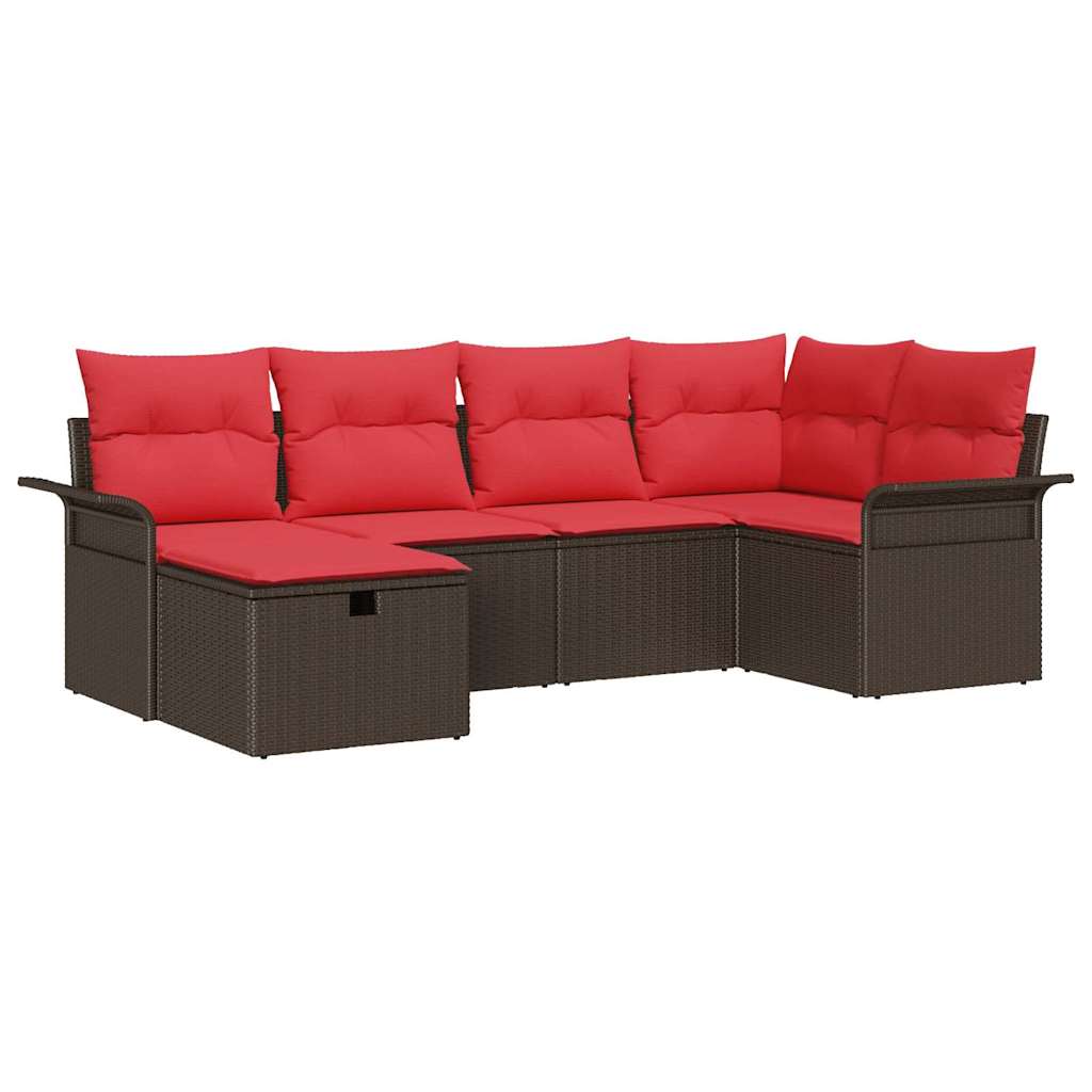 Gartensofa-set mit Kissen mit Speicher 6 pcs Poly Rattan