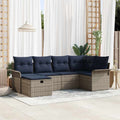 Gartensofa-set mit Kissen mit Speicher 6 pcs Poly Rattan