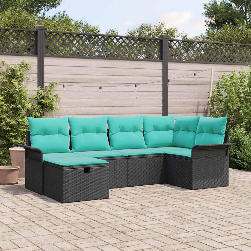 Gartensofa-set mit Kissen mit Speicher 6 pcs Poly Rattan