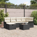 Gartensofa-set mit Kissen mit Speicher 7 pcs Poly Rattan