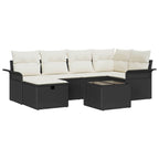 Gartensofa-set mit Kissen mit Speicher 7 pcs Poly Rattan