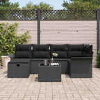 Gartensofa-set mit Kissen mit Speicher 7 pcs Poly Rattan