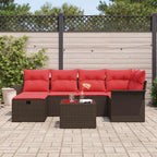 Gartensofa-set mit Kissen mit Speicher 7 pcs Poly Rattan