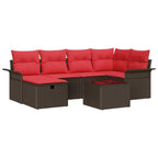 Gartensofa-set mit Kissen mit Speicher 7 pcs Poly Rattan
