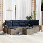 Garten-Sofa-Set mit Kissen mit Speicher 7 pcs Grau Poly Rattan