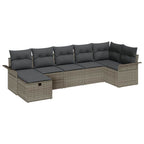 Garten-Sofa-Set mit Kissen mit Speicher 7 pcs Grau Poly Rattan