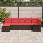 Garten-Sofa-Set mit Kissen mit Speicher 7 pcs Braun Poly Rattan
