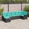 Gartensofa-set mit Kissen mit Speicher 7 pcs Poly Rattan