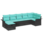Gartensofa-set mit Kissen mit Speicher 7 pcs Poly Rattan