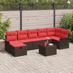 Gartensofa-set mit Kissen mit Speicher 8 pcs Poly Rattan