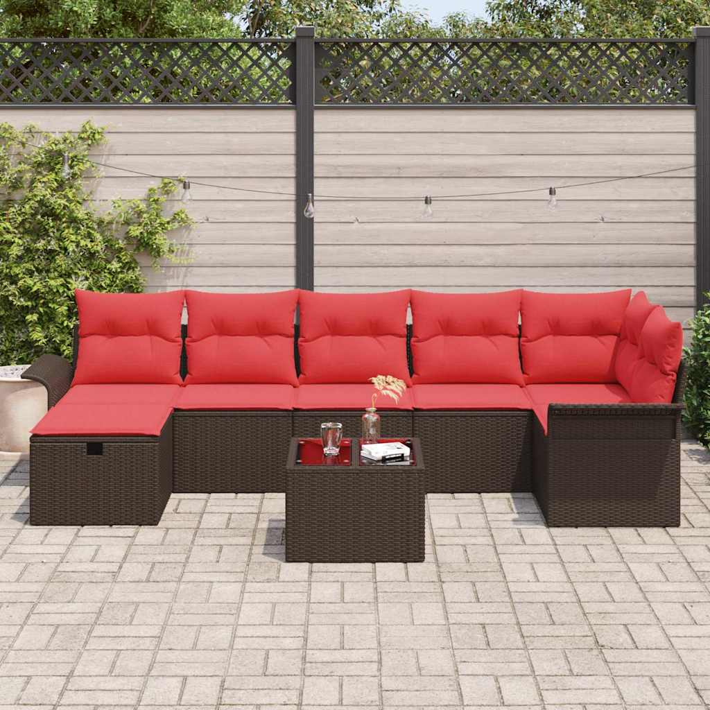Gartensofa-set mit Kissen mit Speicher 8 pcs Poly Rattan