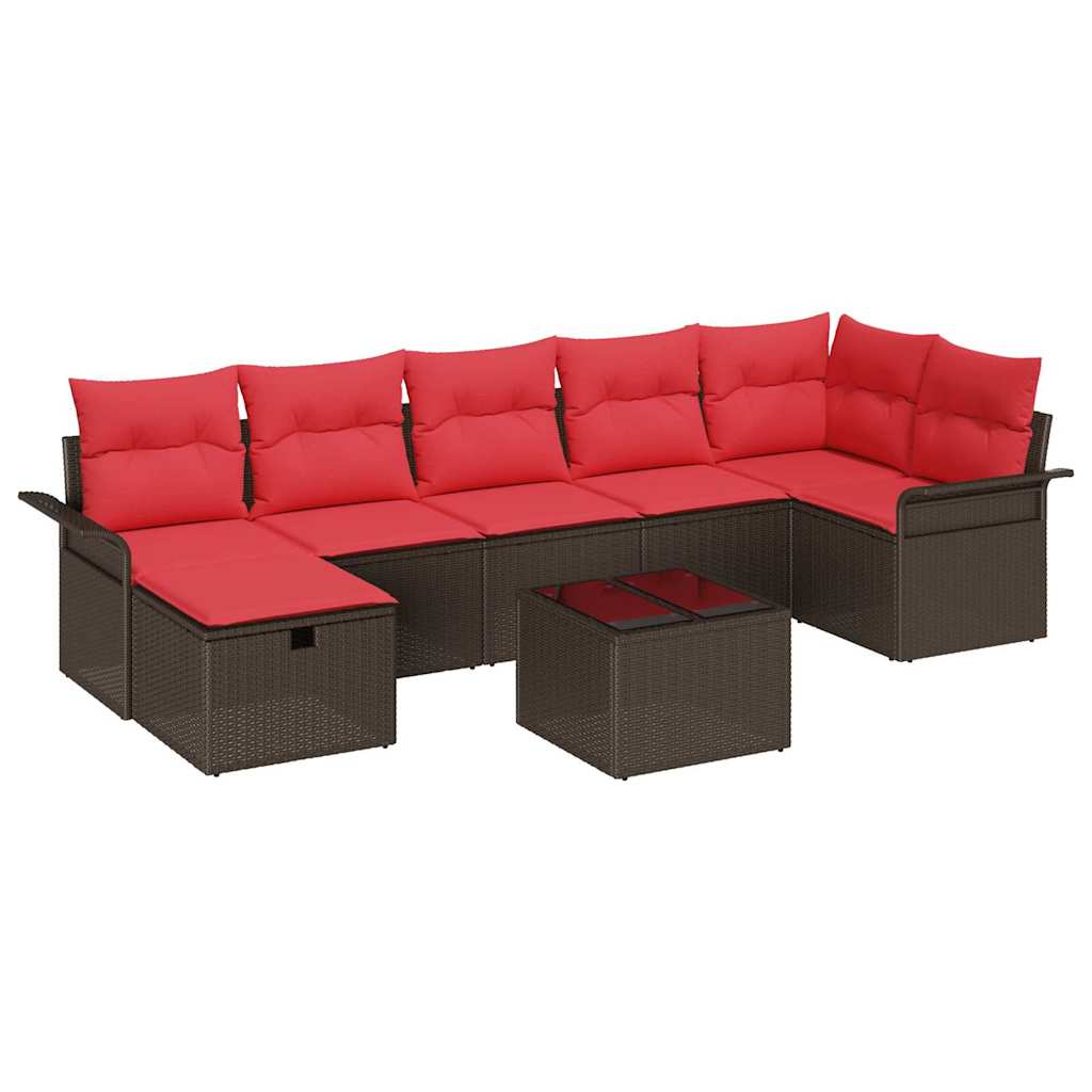Gartensofa-set mit Kissen mit Speicher 8 pcs Poly Rattan
