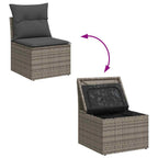 Garten-Sofa-Set mit Kissen mit Speicher 6 pcs Grau Poly Rattan