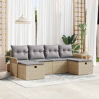 Garten-Sofa-Set mit Kissen mit Speicher 6 pcs Beige Poly Rattan
