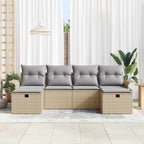 Garten-Sofa-Set mit Kissen mit Speicher 6 pcs Beige Poly Rattan