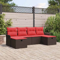 Gartensofa-set mit Kissen mit Speicher 6 pcs Poly Rattan