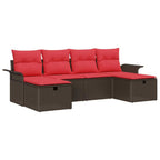 Gartensofa-set mit Kissen mit Speicher 6 pcs Poly Rattan