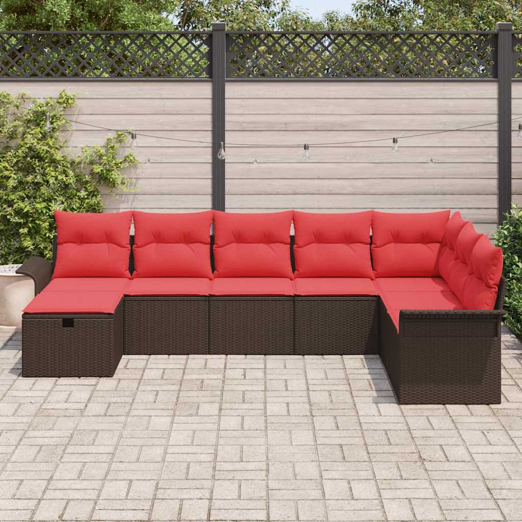 Gartensofa-set mit Kissen mit Speicher 8 pcs Poly Rattan