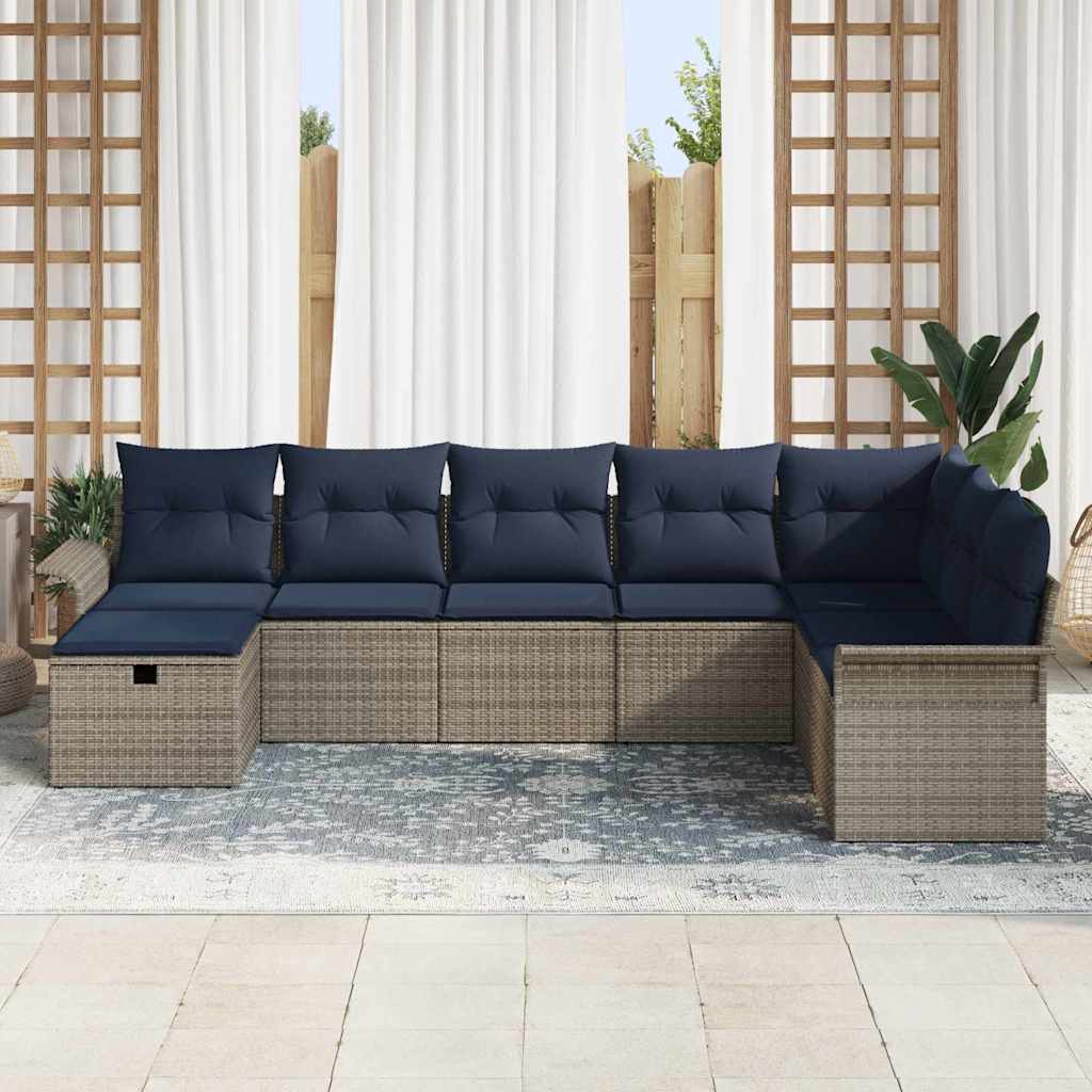 Gartensofa-set mit Kissen mit Speicher 8 pcs Poly Rattan