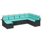 Garten-Sofa-Set mit Kissen 8 pcs Schwarz Poly Rattan