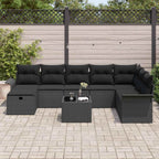 Garten-Sofa-Set mit Kissen 9 pcs Schwarz Poly Rattan