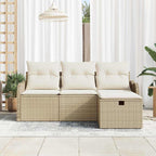 Gartensofa-set mit Kissen mit Speicher 4 pcs Poly Rattan