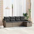 Garten-Sofa-Set mit Kissen mit Speicher 5 pcs Grau Poly Rattan